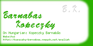 barnabas kopeczky business card
